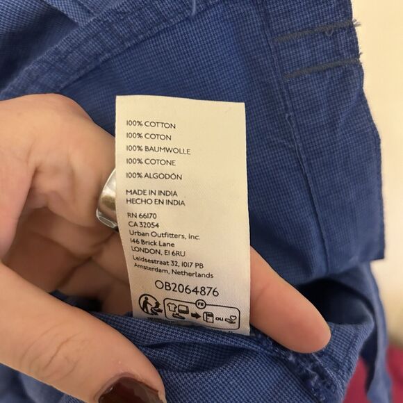 We The Free People Garden State Shirt Button Front Tunic Oversized Blue M NWT - Picture 4 of 7